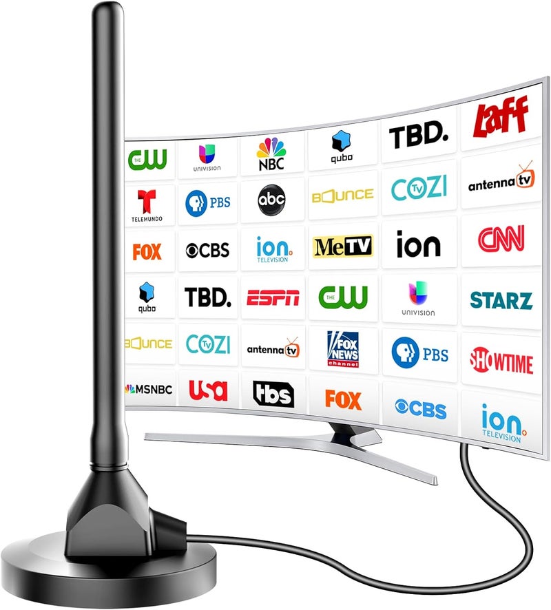 DTVSMARTSHOW Digital Antenna for Smart TV Indoor, TV Antenna for Local Channels, TVs Antenna Indoor with Strong Magnetic Base, 360° Reception HD Antenna for T V Indoors 4k, Antenna for T Vs (DT012) - Image 1
